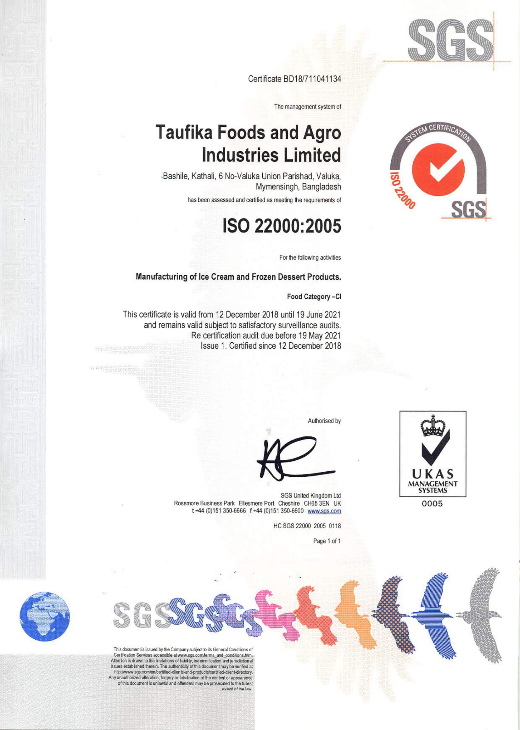 ISO 22000:2005 Certification